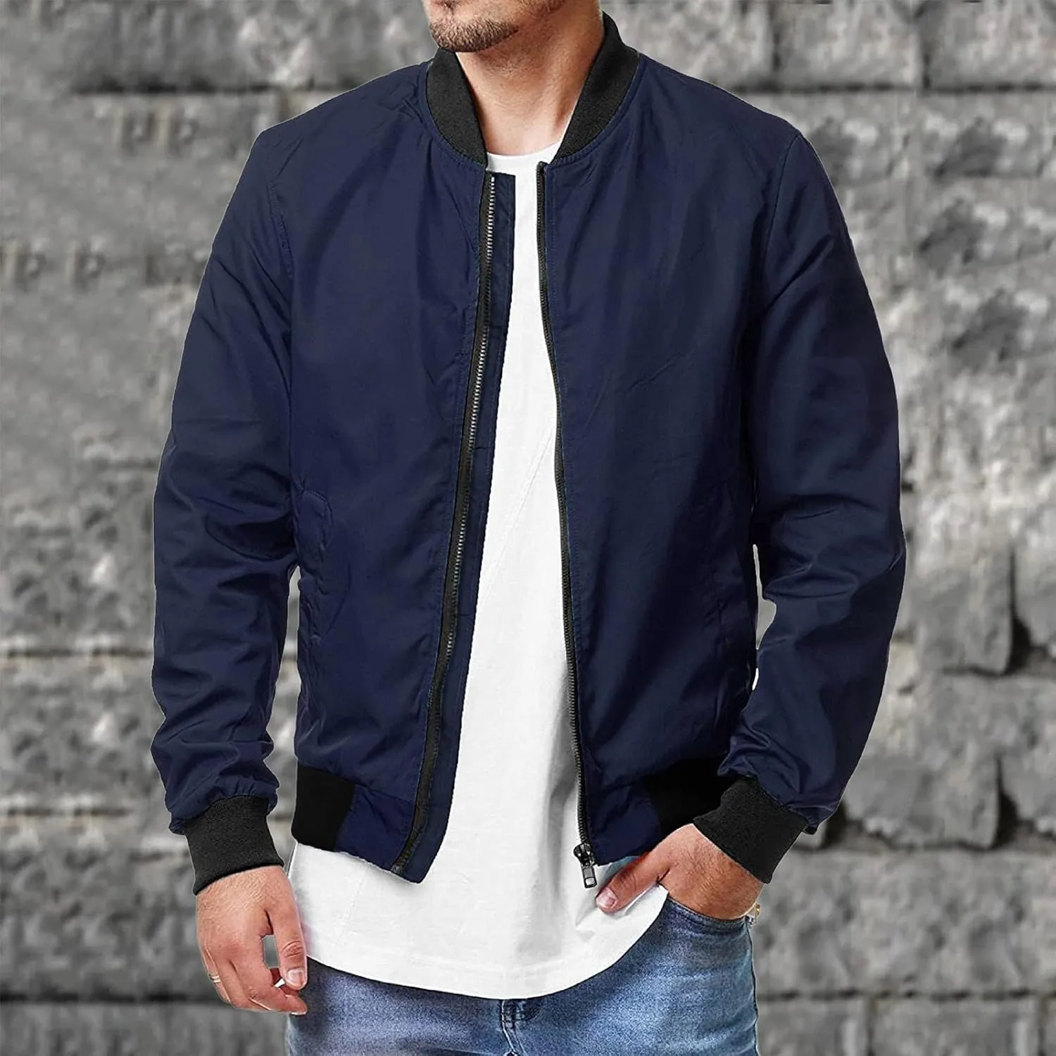 Bomber Jacket Men Men's Lightweight Bomber Jacket Windbreaker Softshell Varsity Jacket Coat