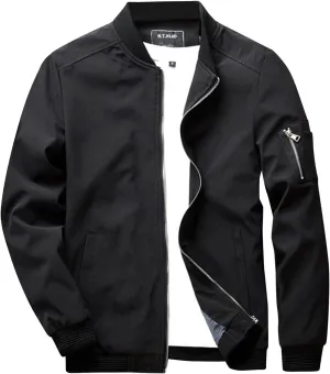 Bomber Jacket Men Men's Lightweight Softshell Coat Sportwear Zipper Windbreaker Flight Bomber Jacket