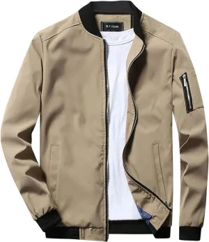 Bomber Jacket Men Men's Lightweight Softshell Coat Sportwear Zipper Windbreaker Flight Bomber Jacket