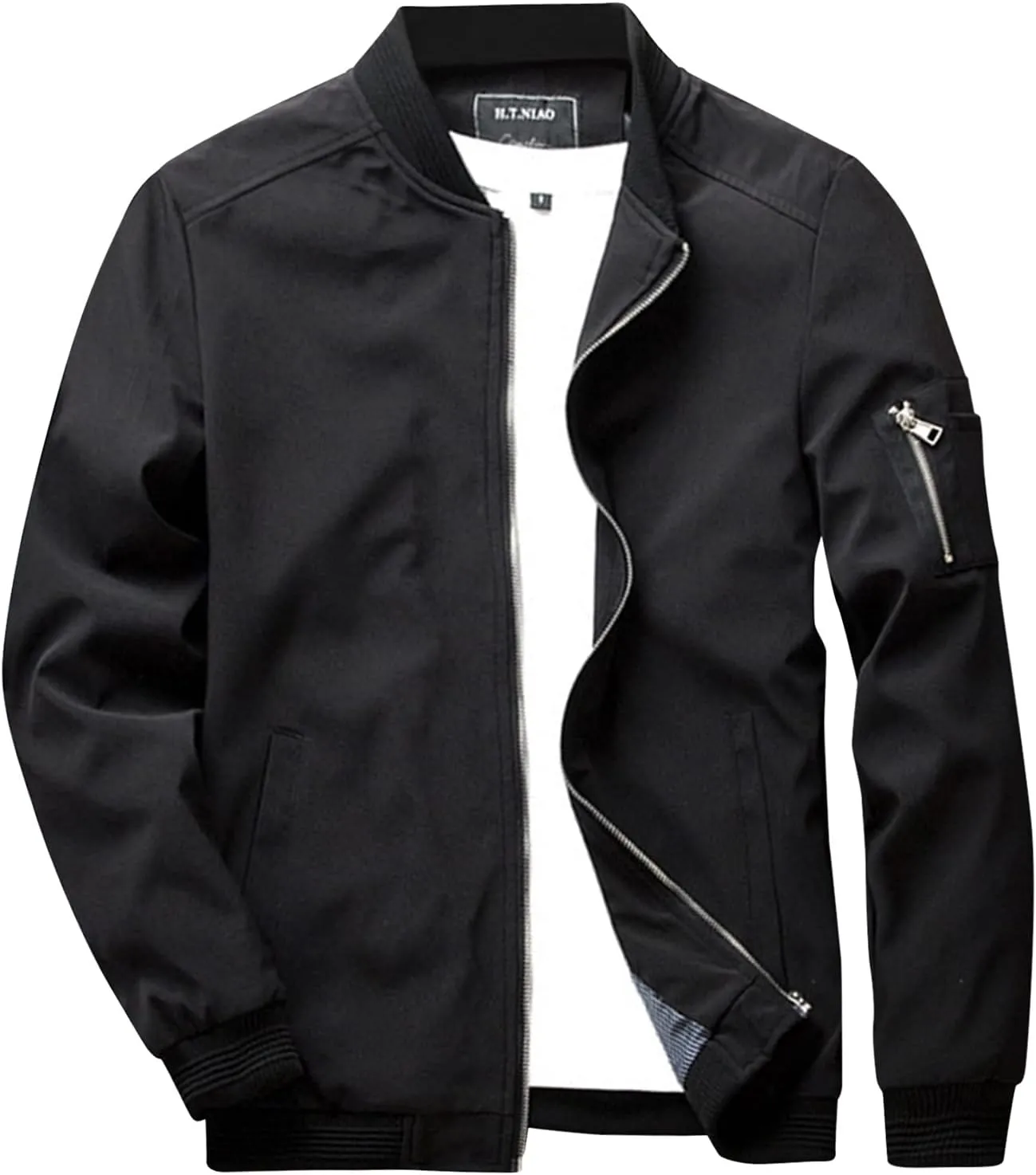 Bomber Jacket Men Men's Lightweight Softshell Coat Sportwear Zipper Windbreaker Flight Bomber Jacket