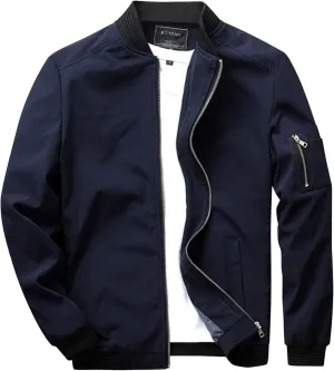 Bomber Jacket Men Men's Lightweight Softshell Coat Sportwear Zipper Windbreaker Flight Bomber Jacket