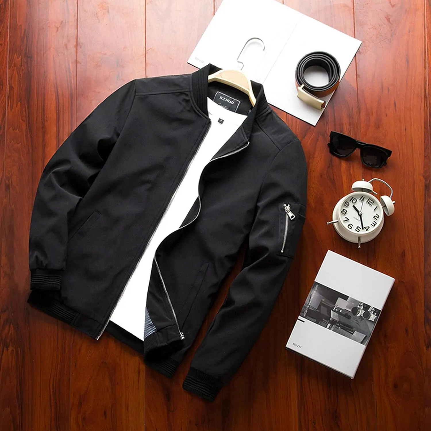 Bomber Jacket Men Men's Lightweight Softshell Coat Sportwear Zipper Windbreaker Flight Bomber Jacket