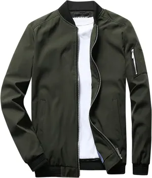 Bomber Jacket Men Men's Lightweight Softshell Coat Sportwear Zipper Windbreaker Flight Bomber Jacket