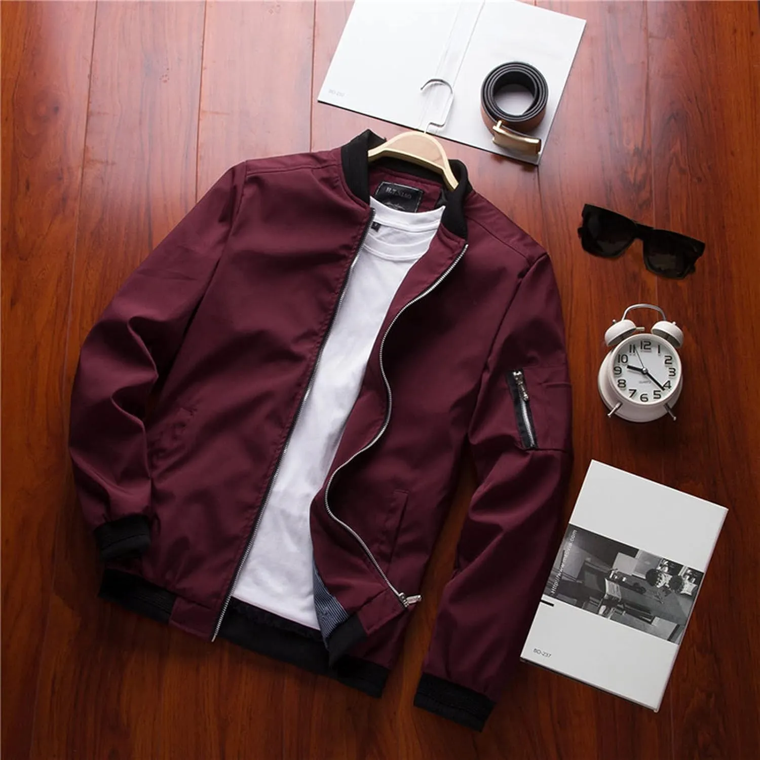 Bomber Jacket Men Men's Lightweight Softshell Coat Sportwear Zipper Windbreaker Flight Bomber Jacket
