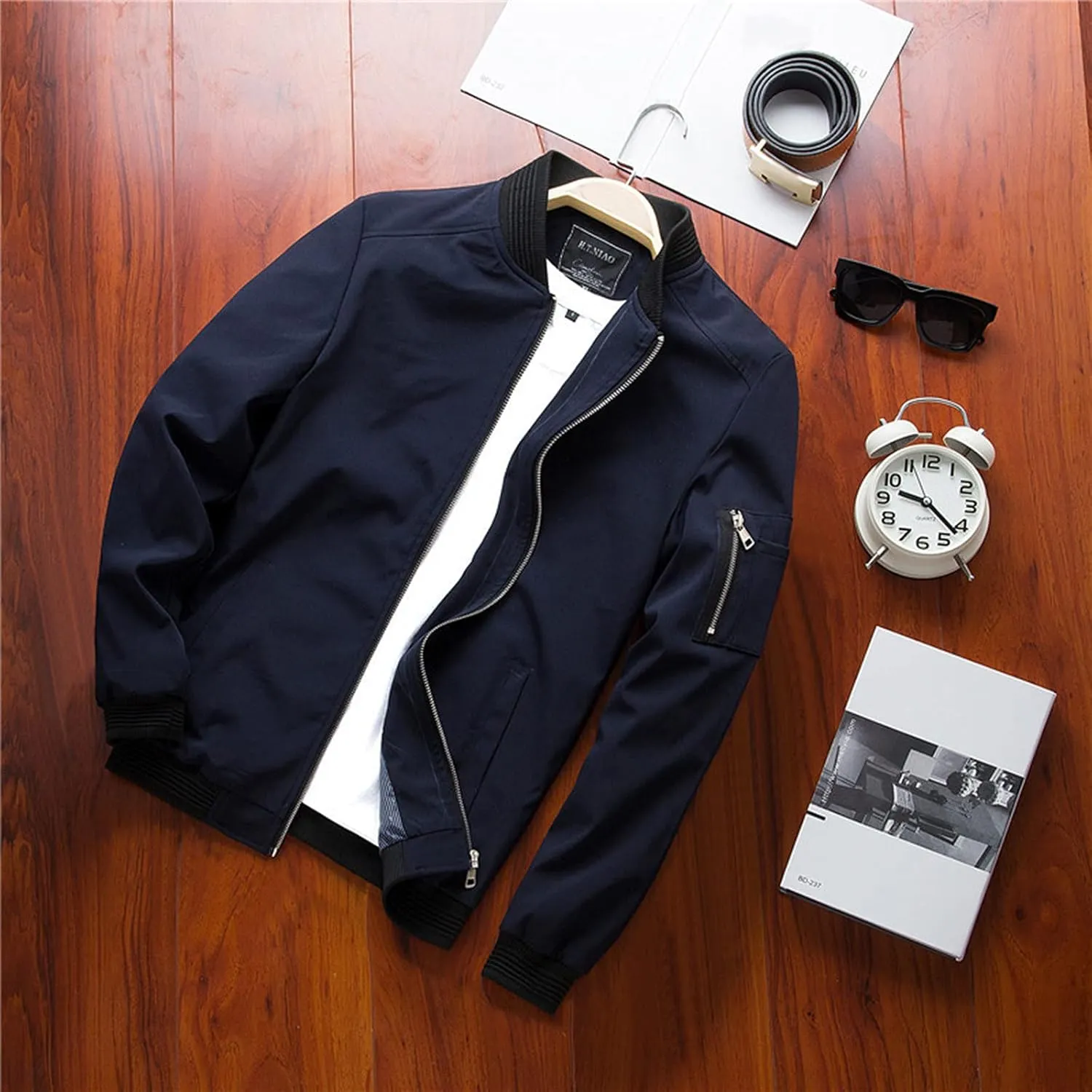 Bomber Jacket Men Men's Lightweight Softshell Coat Sportwear Zipper Windbreaker Flight Bomber Jacket