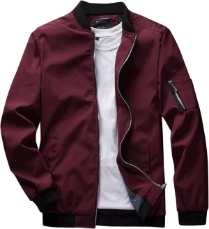 Bomber Jacket Men Men's Lightweight Softshell Coat Sportwear Zipper Windbreaker Flight Bomber Jacket