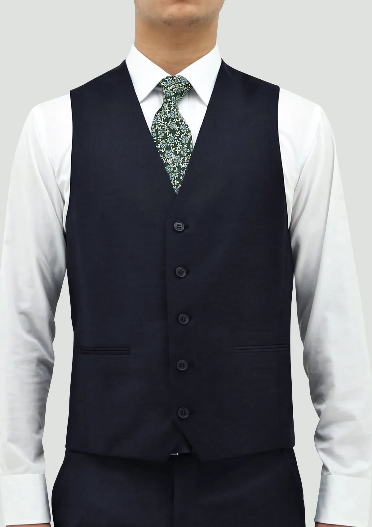 Boston classic fit ryan vest in navy pure wool
