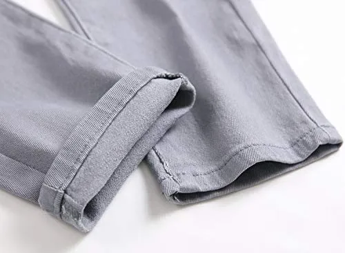 Boy's White Skinny Fit Ripped Destroyed Distressed Stretch Slim Jeans Pants