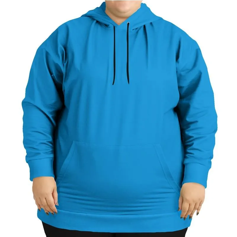 Bright Blue Hoodie | Unisex | with PLUS sizes | Bright Pure Blue Cyan | C100M25Y0K0
