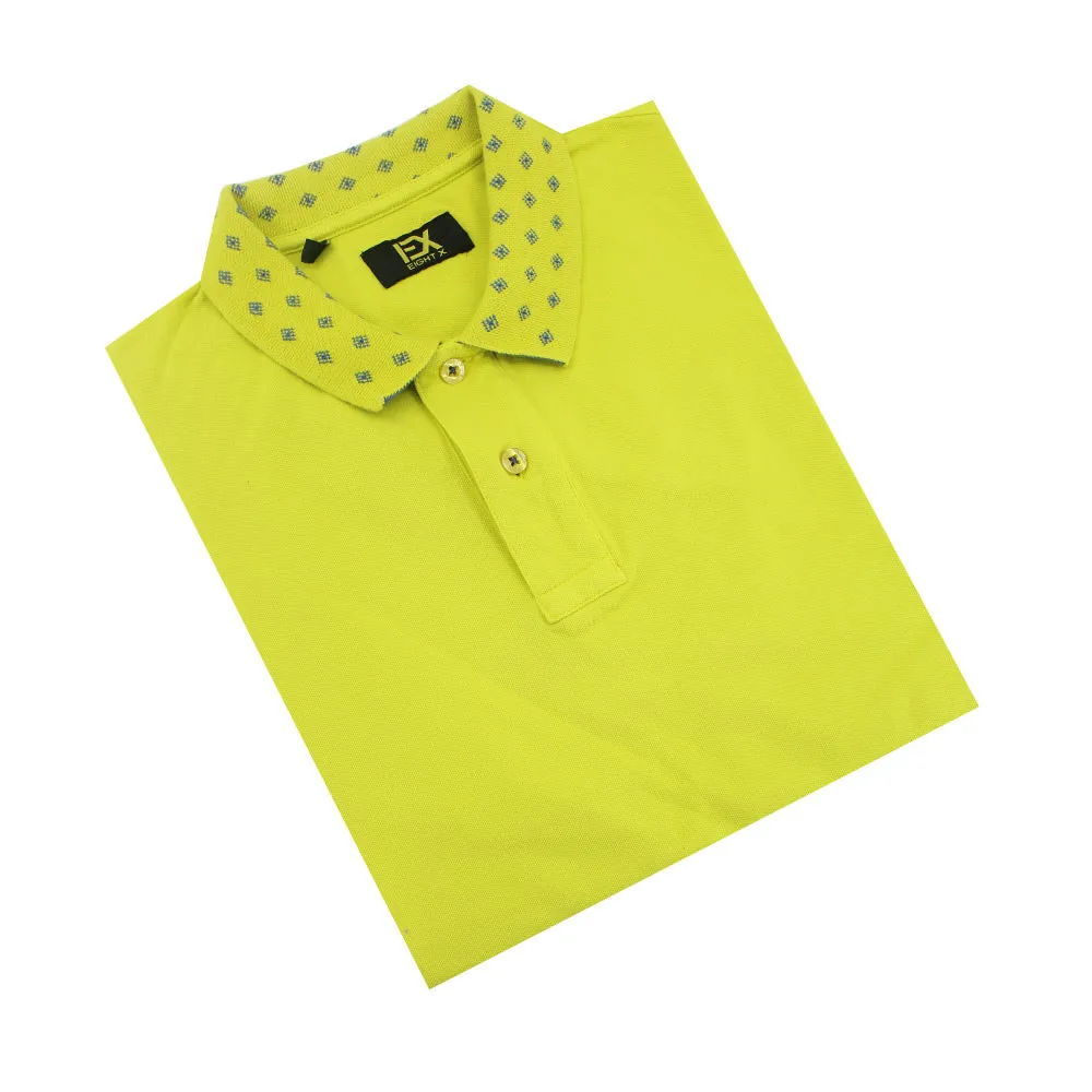 Bright Yellow Jacquard Polo with Double Sided Print Collar