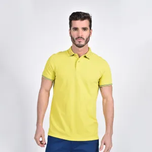 Bright Yellow Jacquard Polo with Double Sided Print Collar