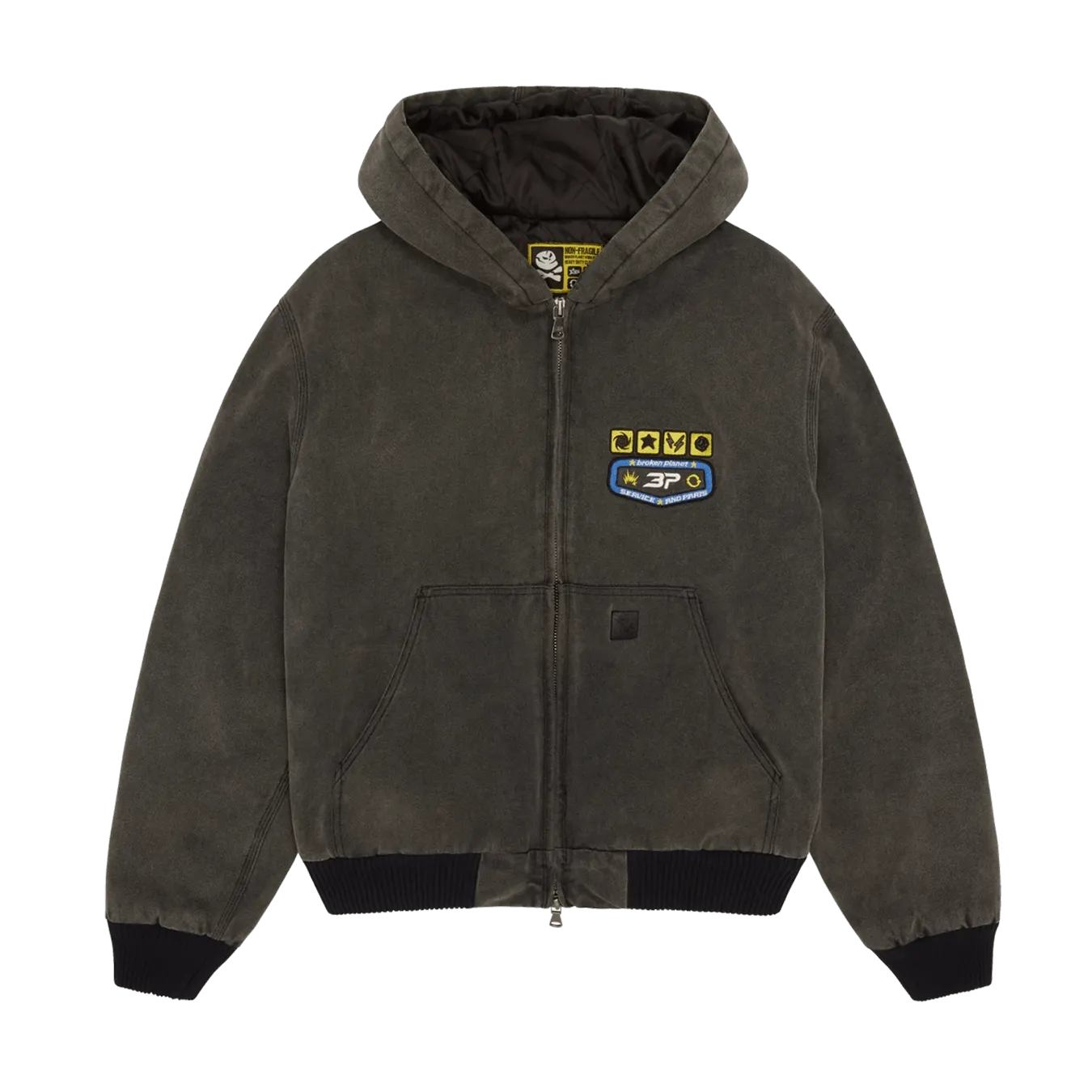 Broken Planet Hoodie 'Workwear Jacket' - Washed Soot Black