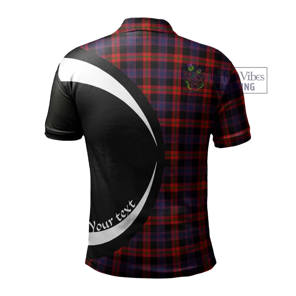 Broun Modern Tartan Men's Polo Shirt with Family Crest Circle Style