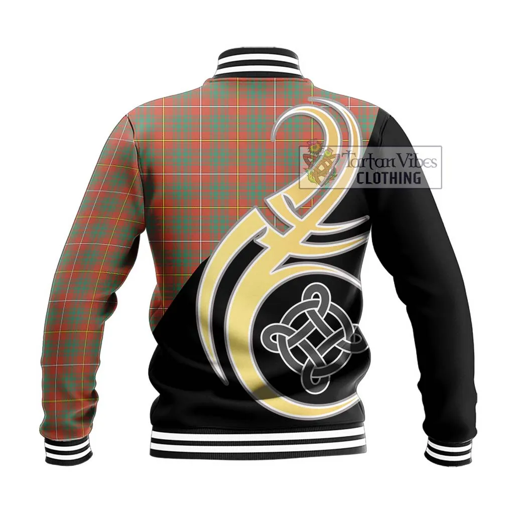 Bruce Ancient Tartan Baseball Jacket with Family Crest and Celtic Symbol Style