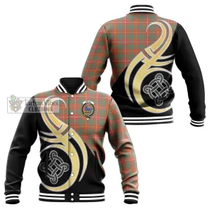Bruce Ancient Tartan Baseball Jacket with Family Crest and Celtic Symbol Style