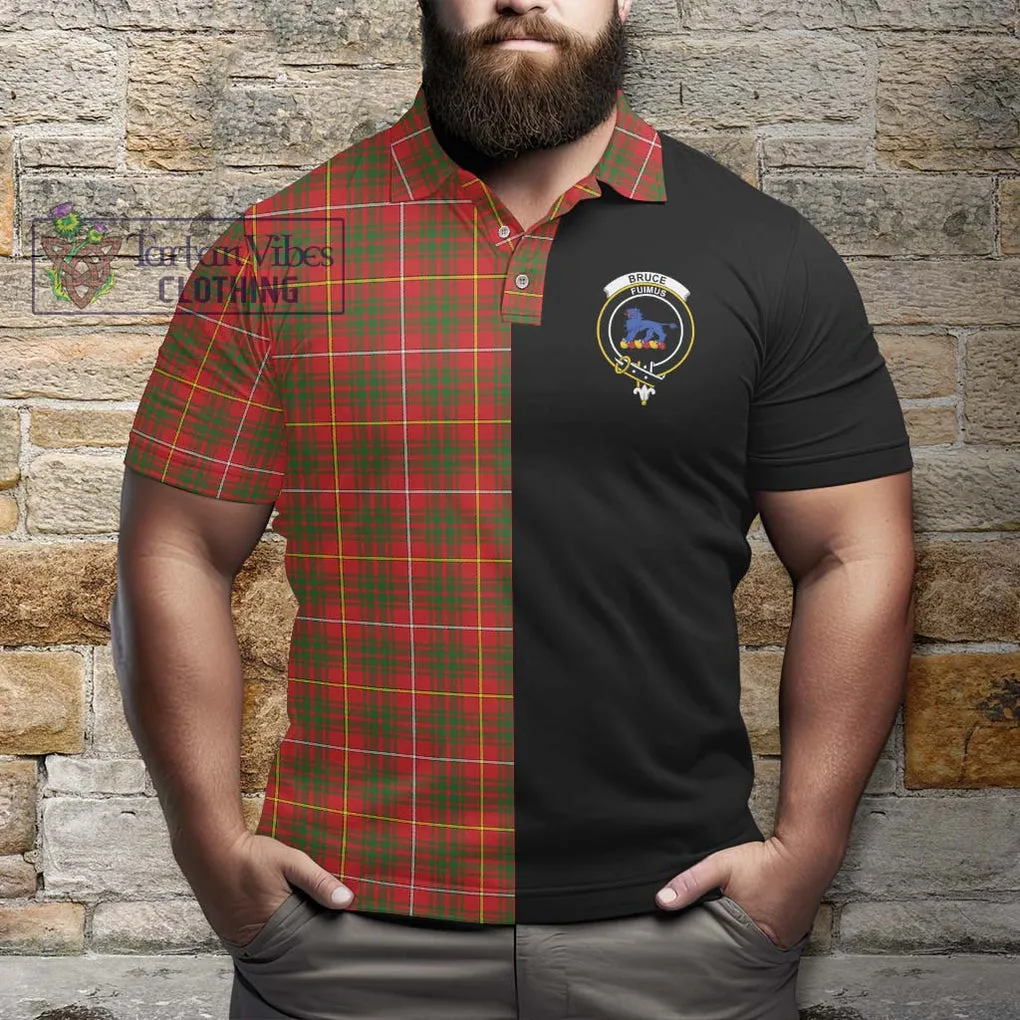 Bruce Modern Tartan Polo Shirt with Family Crest and Half Of Me Style