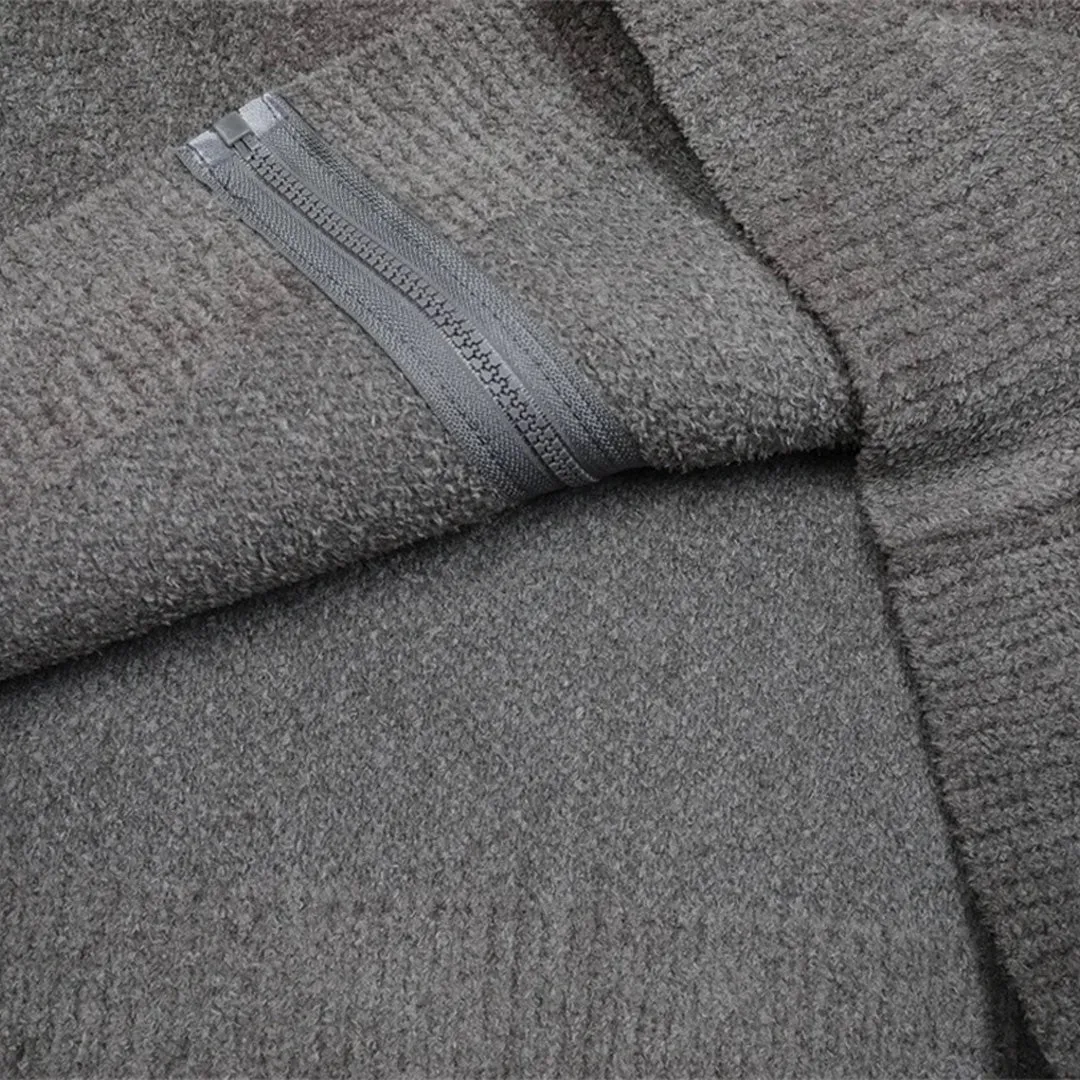Brushed Wool Plaid Hooded Sweater