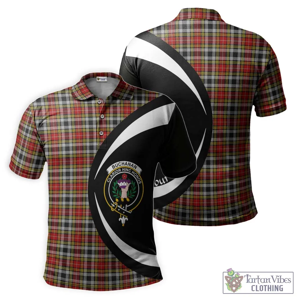 Buchanan Old Dress Tartan Men's Polo Shirt with Family Crest Circle Style