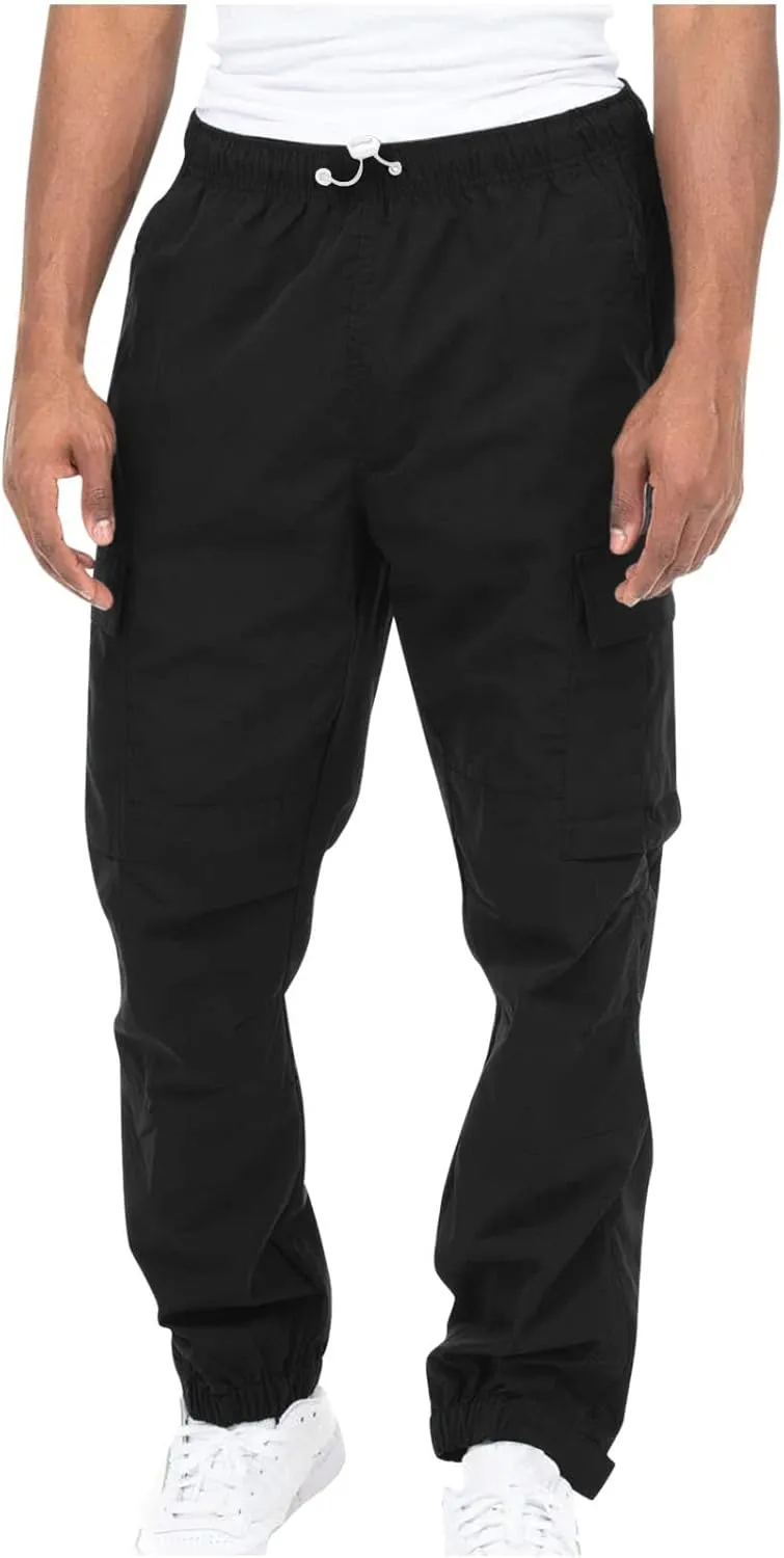 Cargo Pants for Men Big and Tall Men's Fleece Sweatpant with Pockets Drawstring Athletic Pants Joggers Running Sports