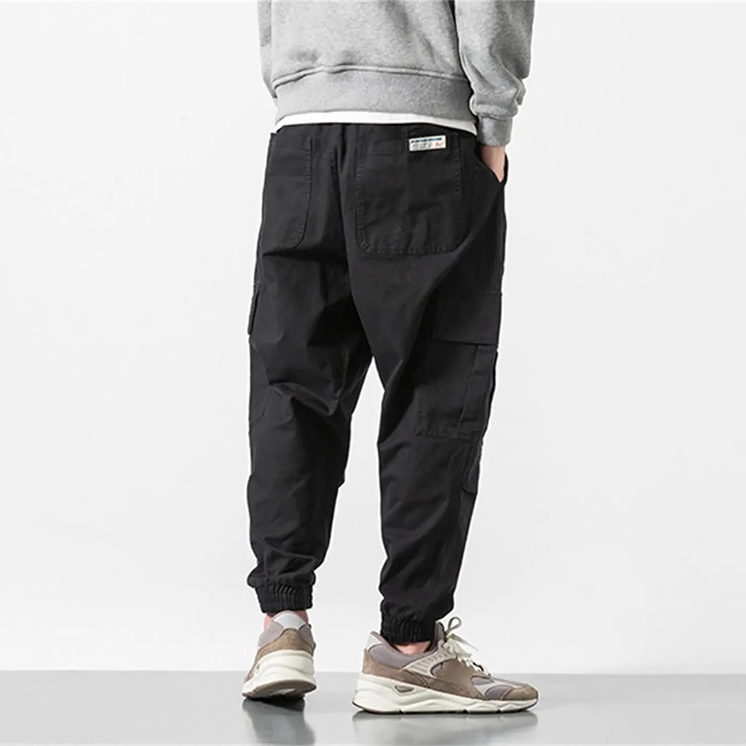 Cargo Trousers for Men Elastic Waist Cargo Pants Open Bottom Drawstring Baggy Joggers Men's Tactical Cargo Joggers