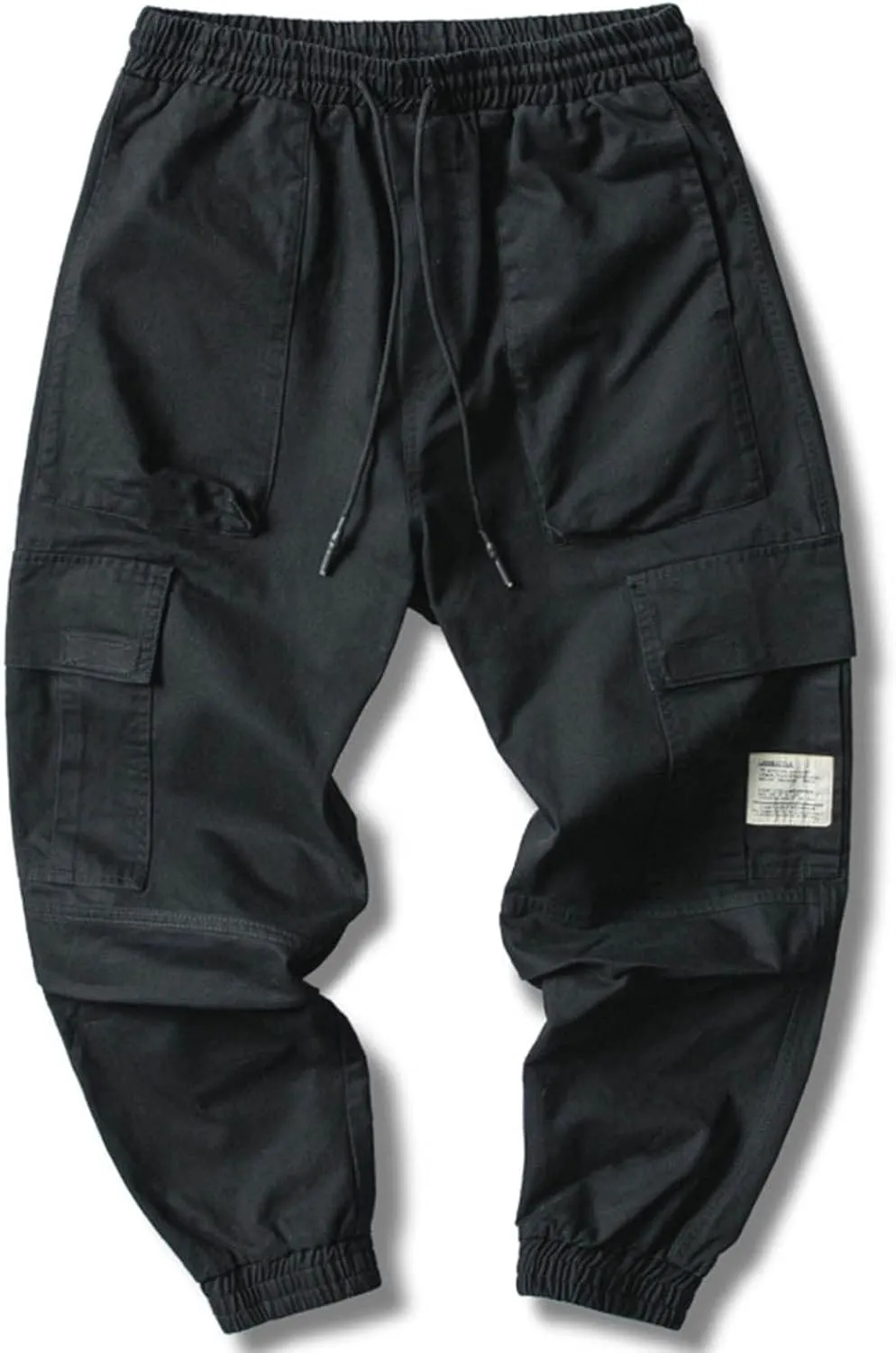 Cargo Trousers for Men Elastic Waist Cargo Pants Open Bottom Drawstring Baggy Joggers Men's Tactical Cargo Joggers