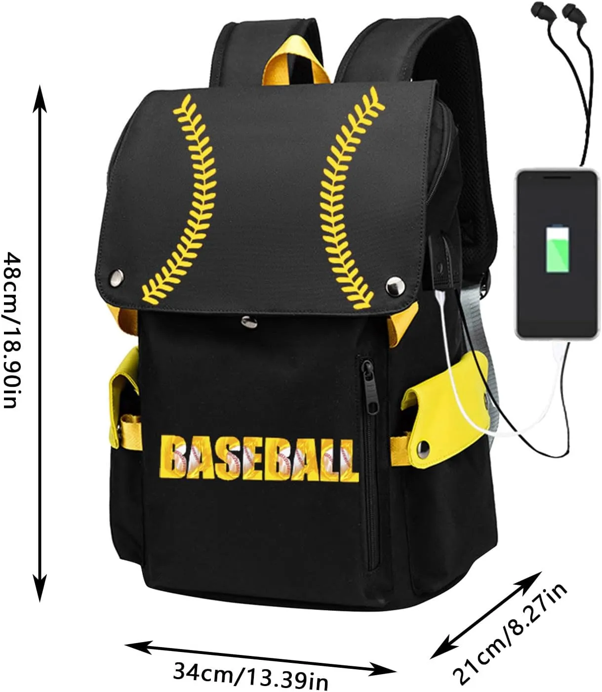 Carry On Backpack Backpack Fashion New Pattern Baseball Pattern Travel Bag Student Bag Outdoor Large Capacity USB