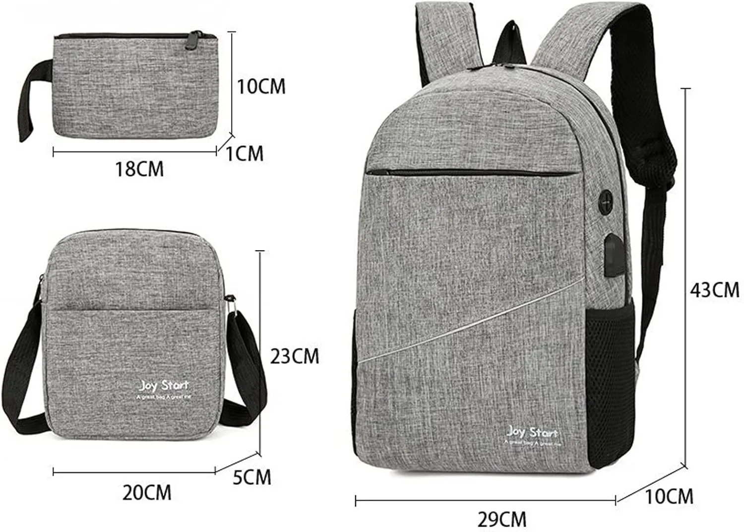 Carry On Backpack Men Backpack Three Piece Solid Color Travel Bag Computer Business Bag Shoulder Water Proof