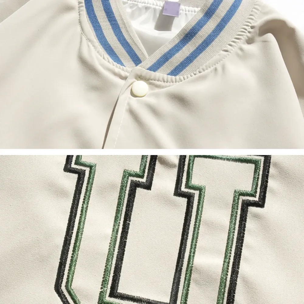 “Casual Checkerboard Baseball Uniform” Jacket