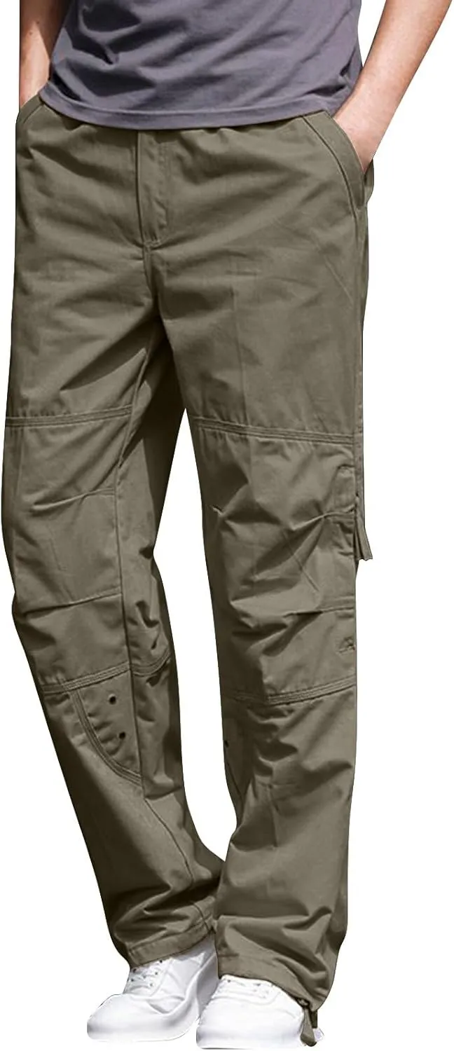 Casual Hiking Pants for Men Stretch Relaxed Fit Cotton Ripstop Tactical Pants Outdoor Work Long Trousers with Pockets