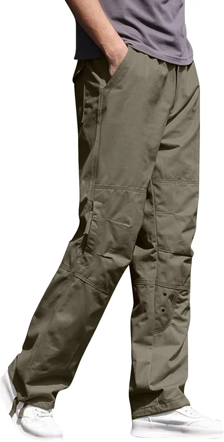 Casual Hiking Pants for Men Stretch Relaxed Fit Cotton Ripstop Tactical Pants Outdoor Work Long Trousers with Pockets