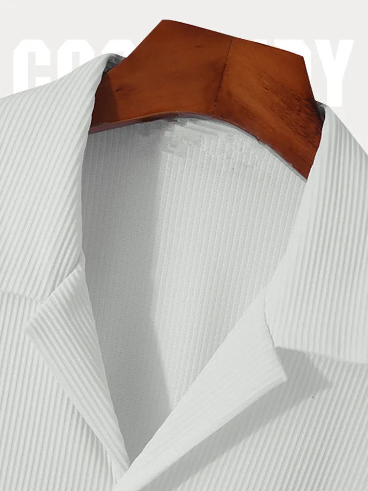 Casual Simple Striped Textured Shirt