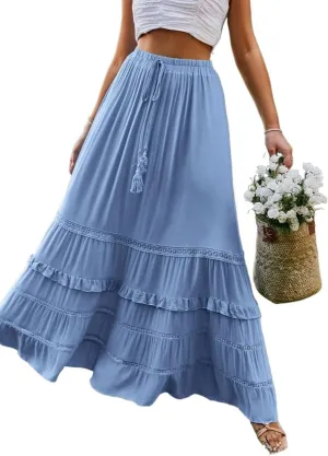 Casual Skirt For Women Women's Casual Plain Ruffle Hem Skirt Trendy