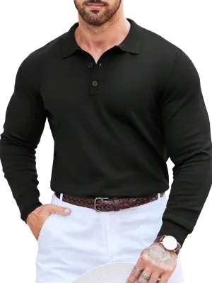 Casual Solid Color Knitted Polo Shirt