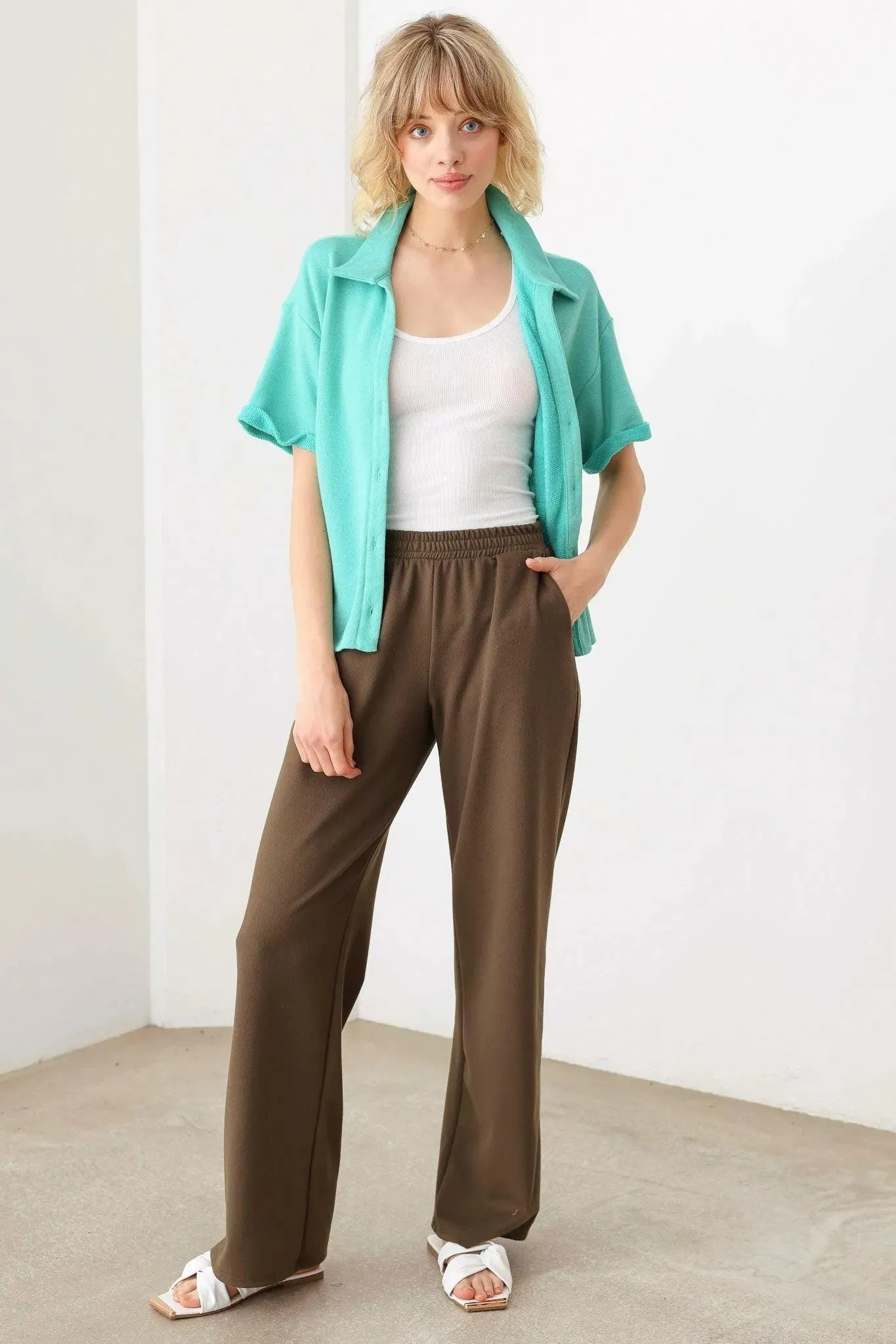 Casual Sport Style Soft Fabric Polo Front Pocket Button Up Closure Shirt