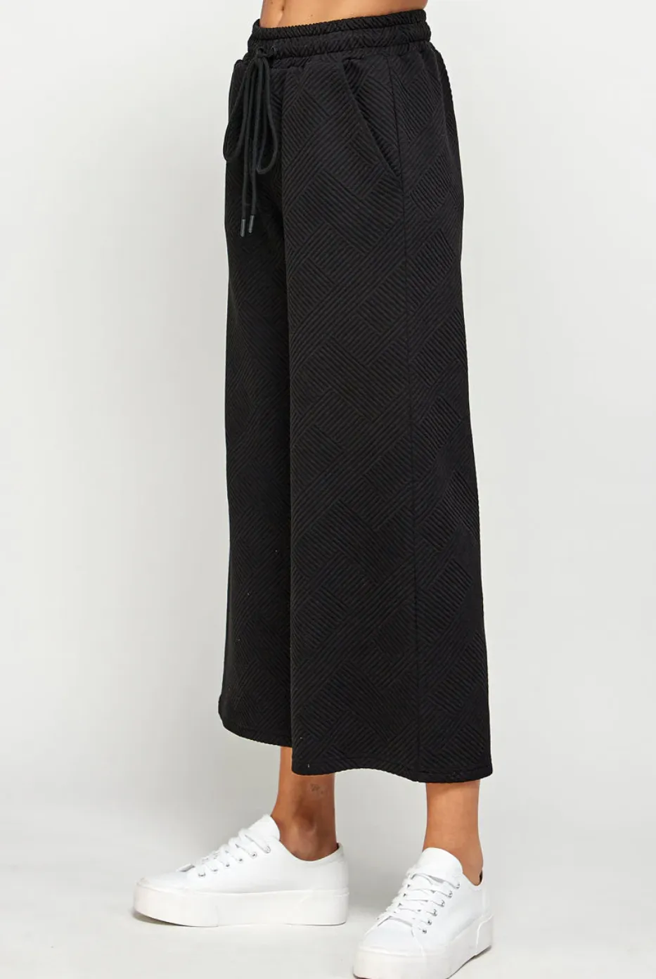 casual textured set - black