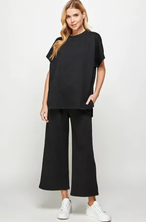 casual textured set - black