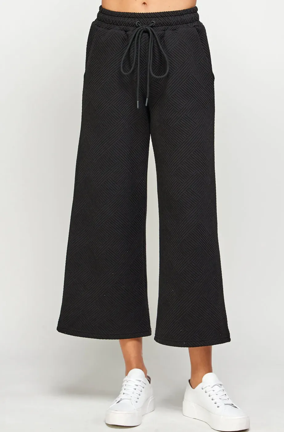casual textured set - black
