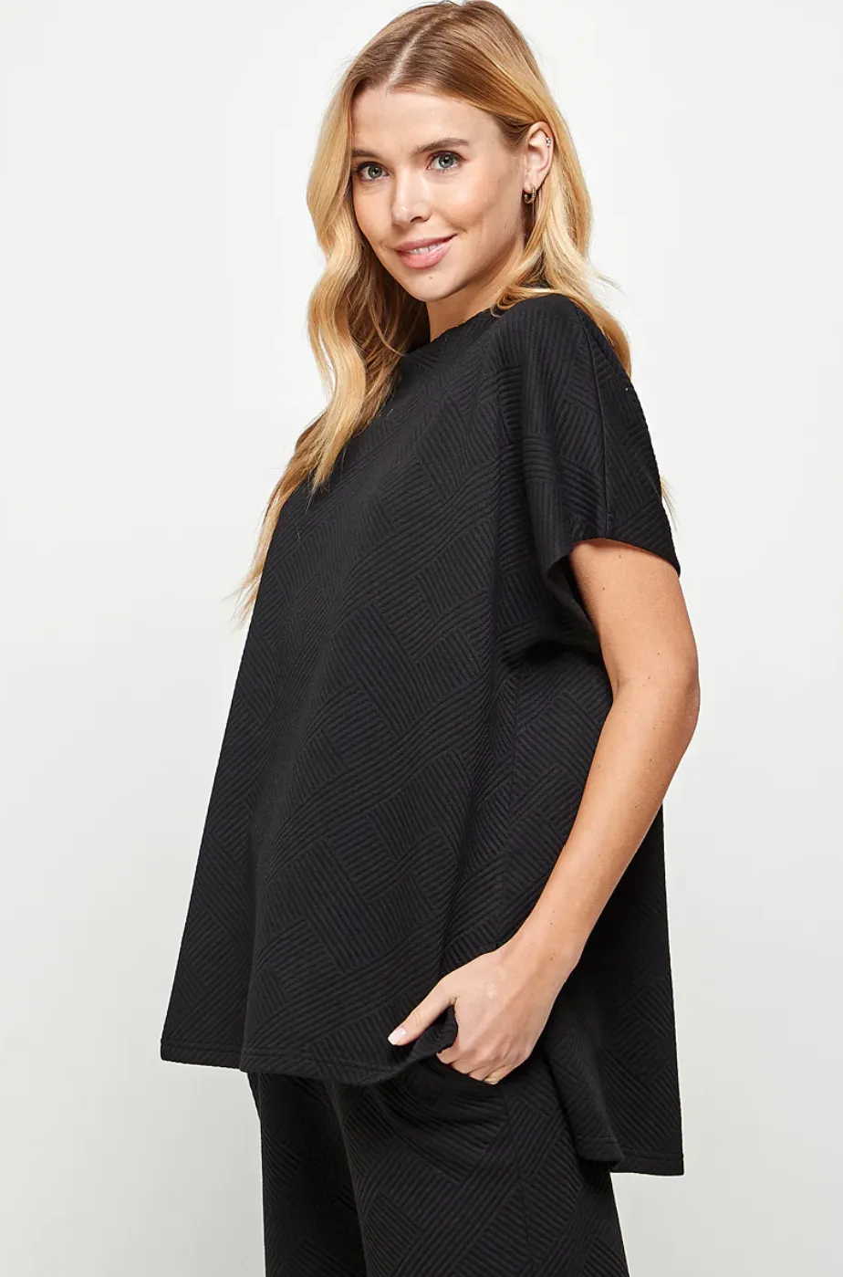 casual textured set - black