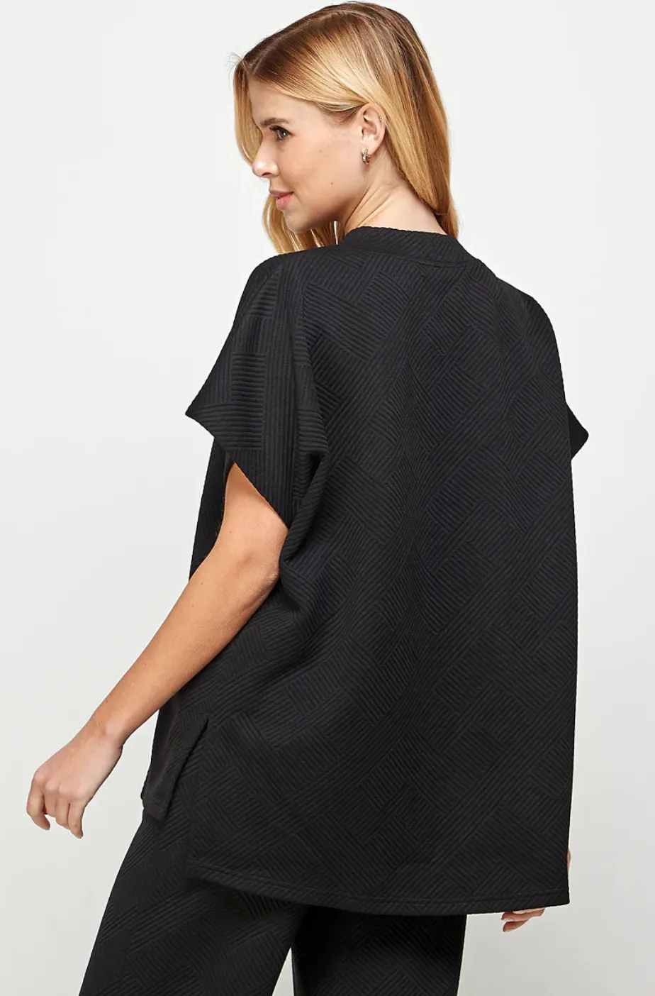 casual textured set - black
