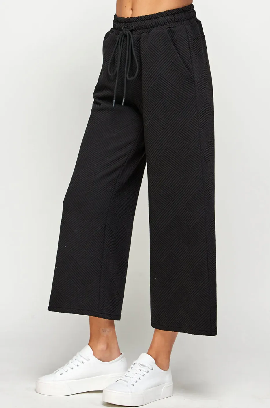 casual textured set - black