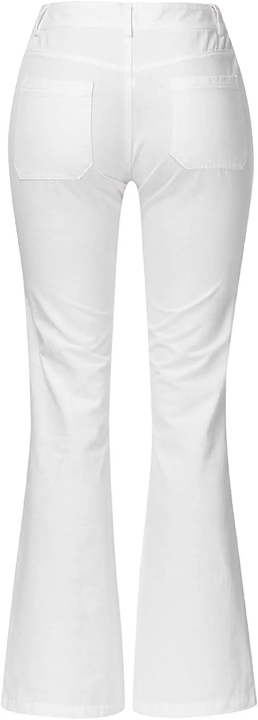 Cdiecer Flared Jeans Women Bell Bottom Jeans Button Closure Jeans Pants High Waisted Stretch Jeans Tummy Control Jeans Y2k