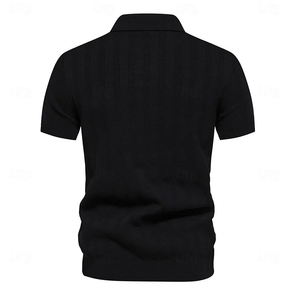 Classic Fit Business Casual Turndown Button Short Sleeve Polo