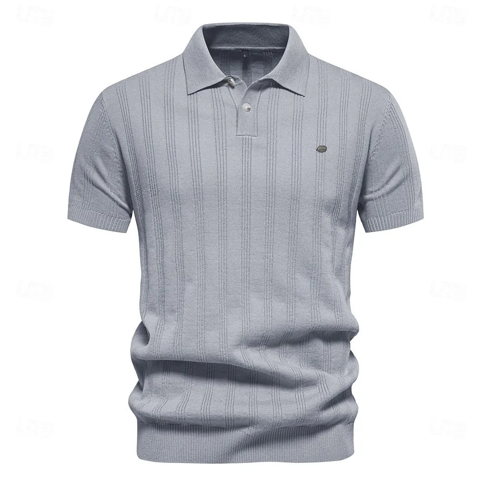 Classic Fit Business Casual Turndown Button Short Sleeve Polo