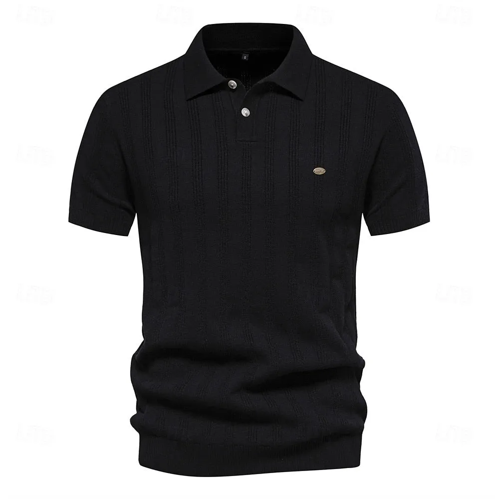 Classic Fit Business Casual Turndown Button Short Sleeve Polo