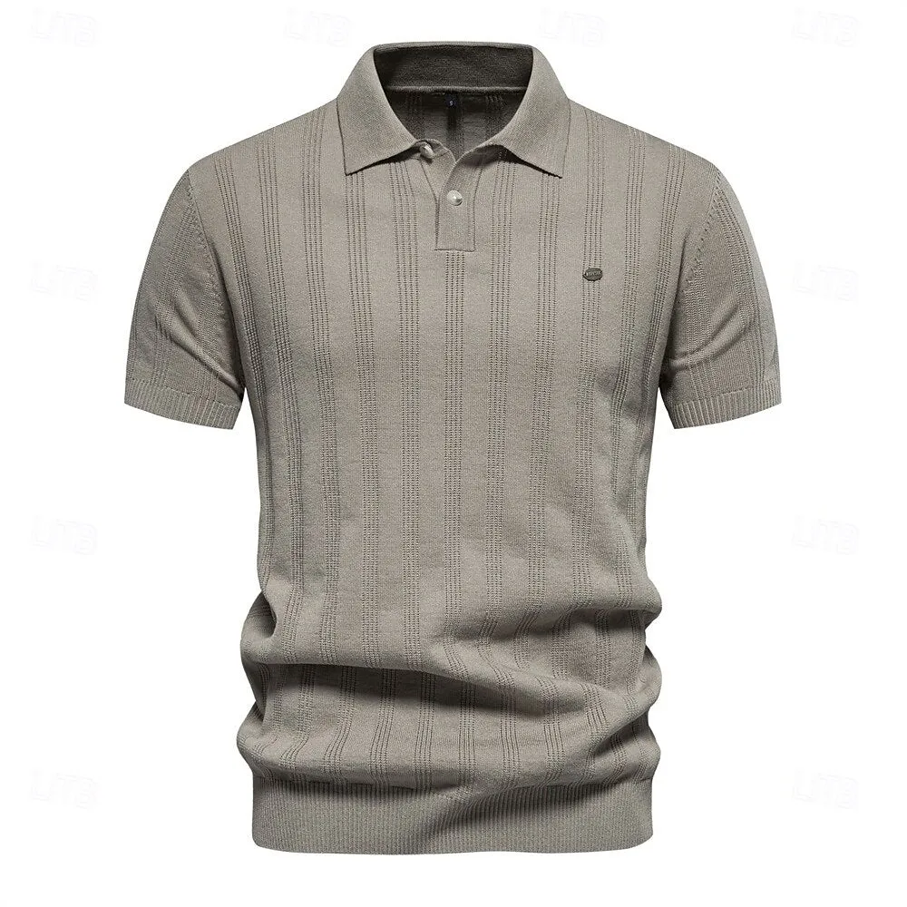 Classic Fit Business Casual Turndown Button Short Sleeve Polo
