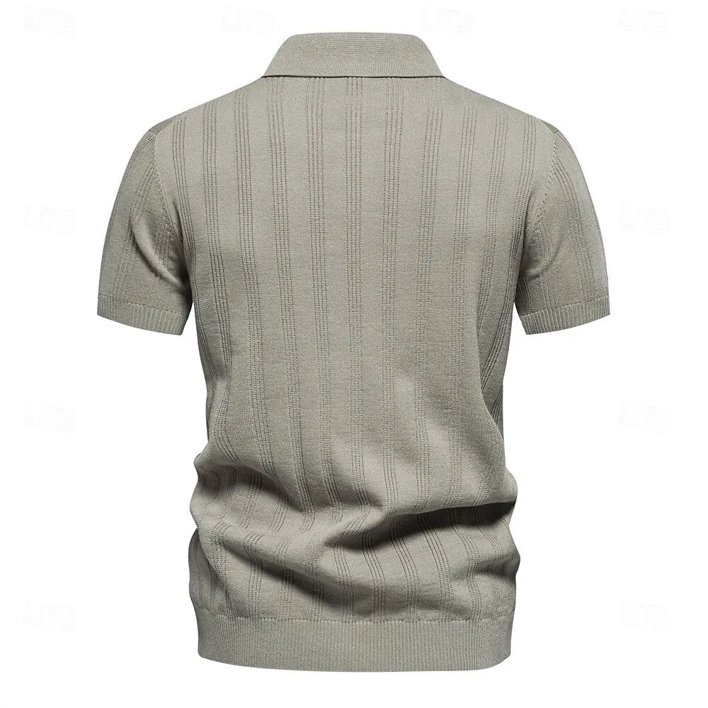 Classic Fit Business Casual Turndown Button Short Sleeve Polo