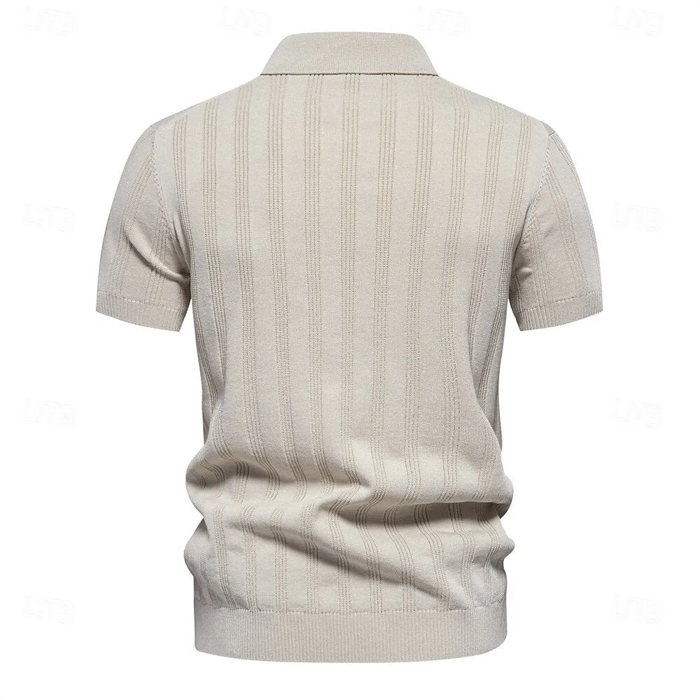 Classic Fit Business Casual Turndown Button Short Sleeve Polo