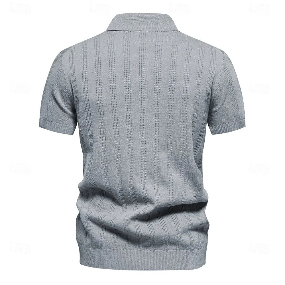 Classic Fit Business Casual Turndown Button Short Sleeve Polo