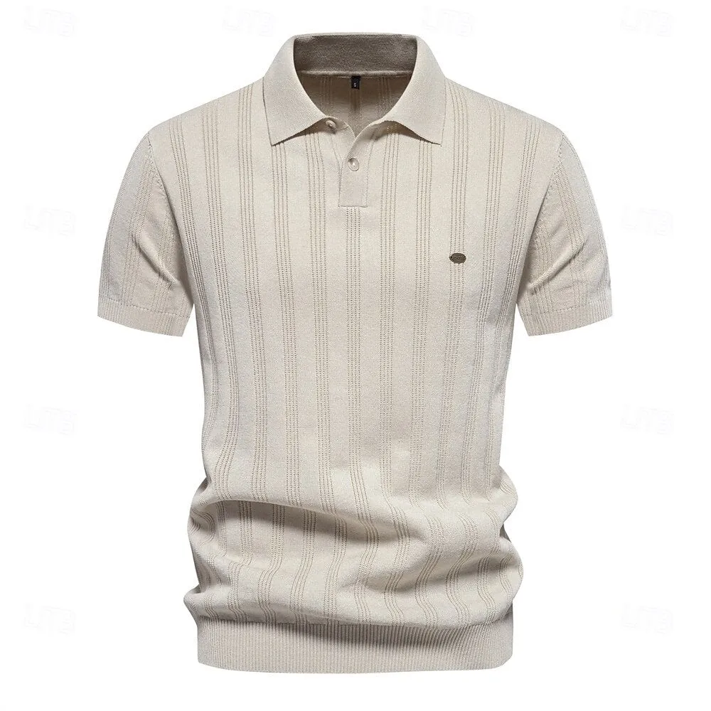 Classic Fit Business Casual Turndown Button Short Sleeve Polo