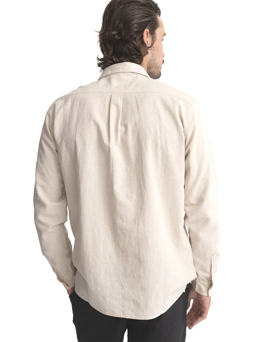Classic Linen Long Sleeve Shirt - Sand